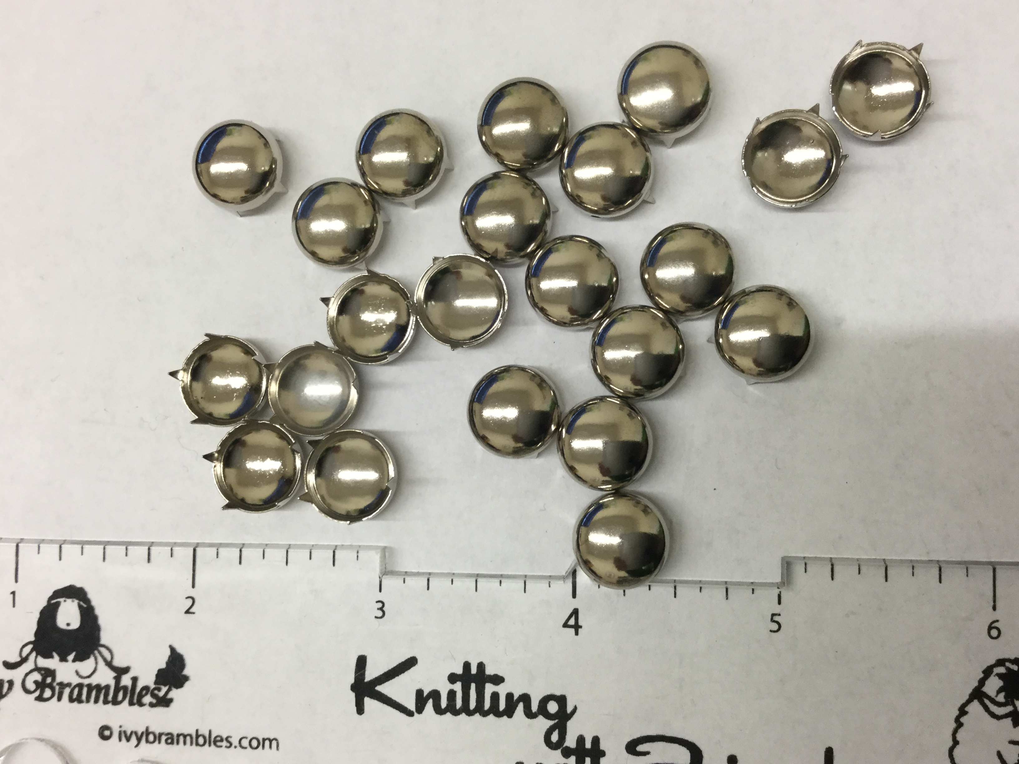 Studs - Silver Tone - Dome Round 3/8 inch (10 mm) - Pack of 24
